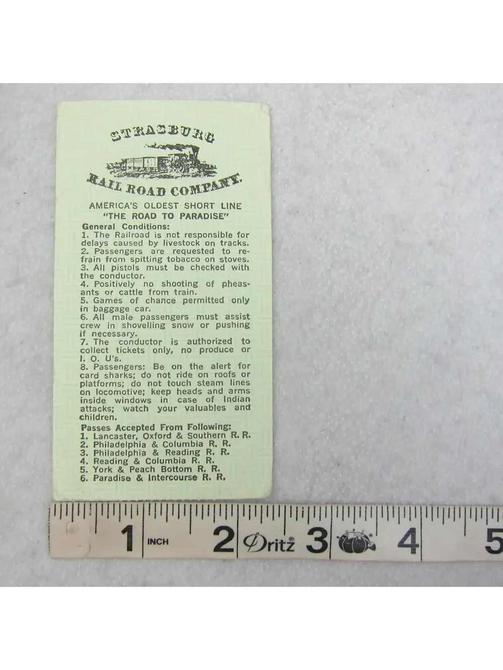 Strasburg Rail Road Co Pennsylvania Short Line Conditions Antique 1890s RARE